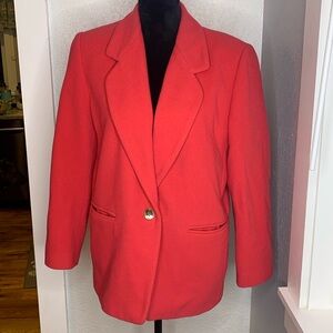Benard Couture coral wool cashmere blend blazer 1 button closure